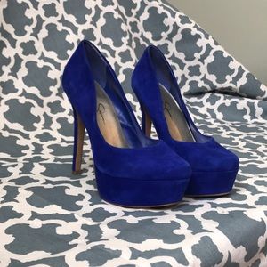 Blue suede Jessica Simpson heels